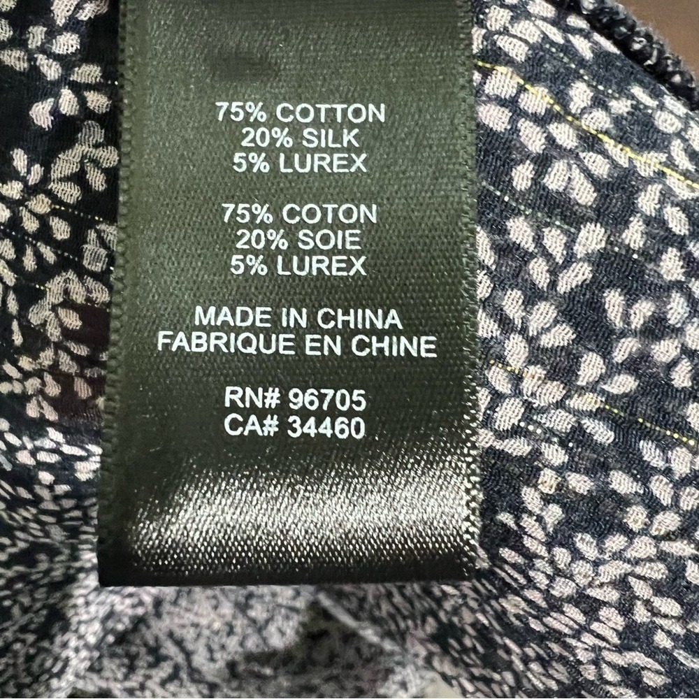 Rebecca Taylor Metallic Lurex Silk Blend Ruffle Blouse Navy Size 00 - Picture 5 of 13